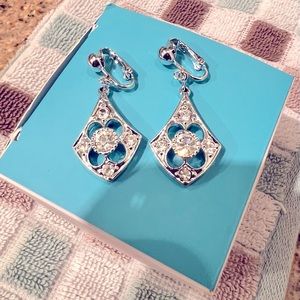 Vintage SARAH Clip On Diamond Earrings